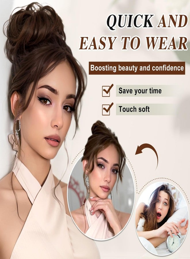 HMD 100% Human Hair Bun Messy Bun Extensions Human Hair Messy Rose Piece Curly Hair Bun with Elastic Band Hair Extensions Tousled Updo Hairpieces for Women - Image 5
